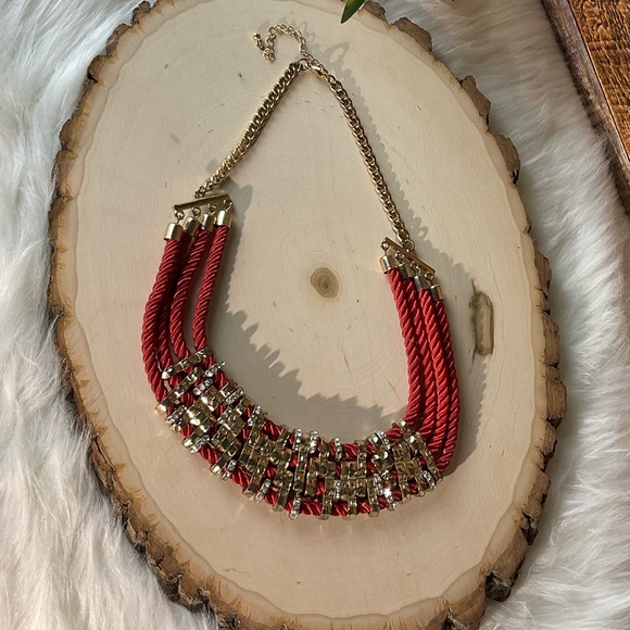 Red Roped Statement Necklace - Picture 4 of 5